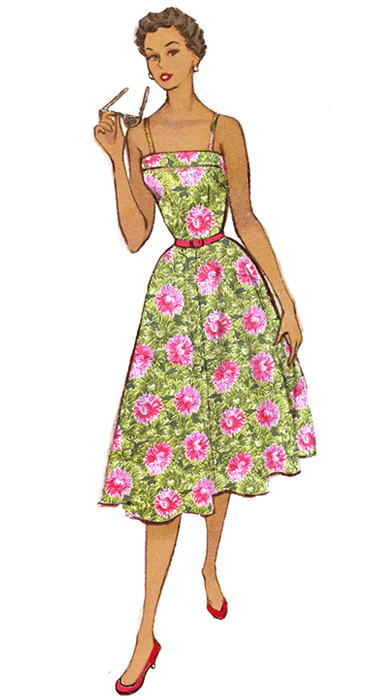 1950s-1960s Bold  Pink and Green Floral Cotton