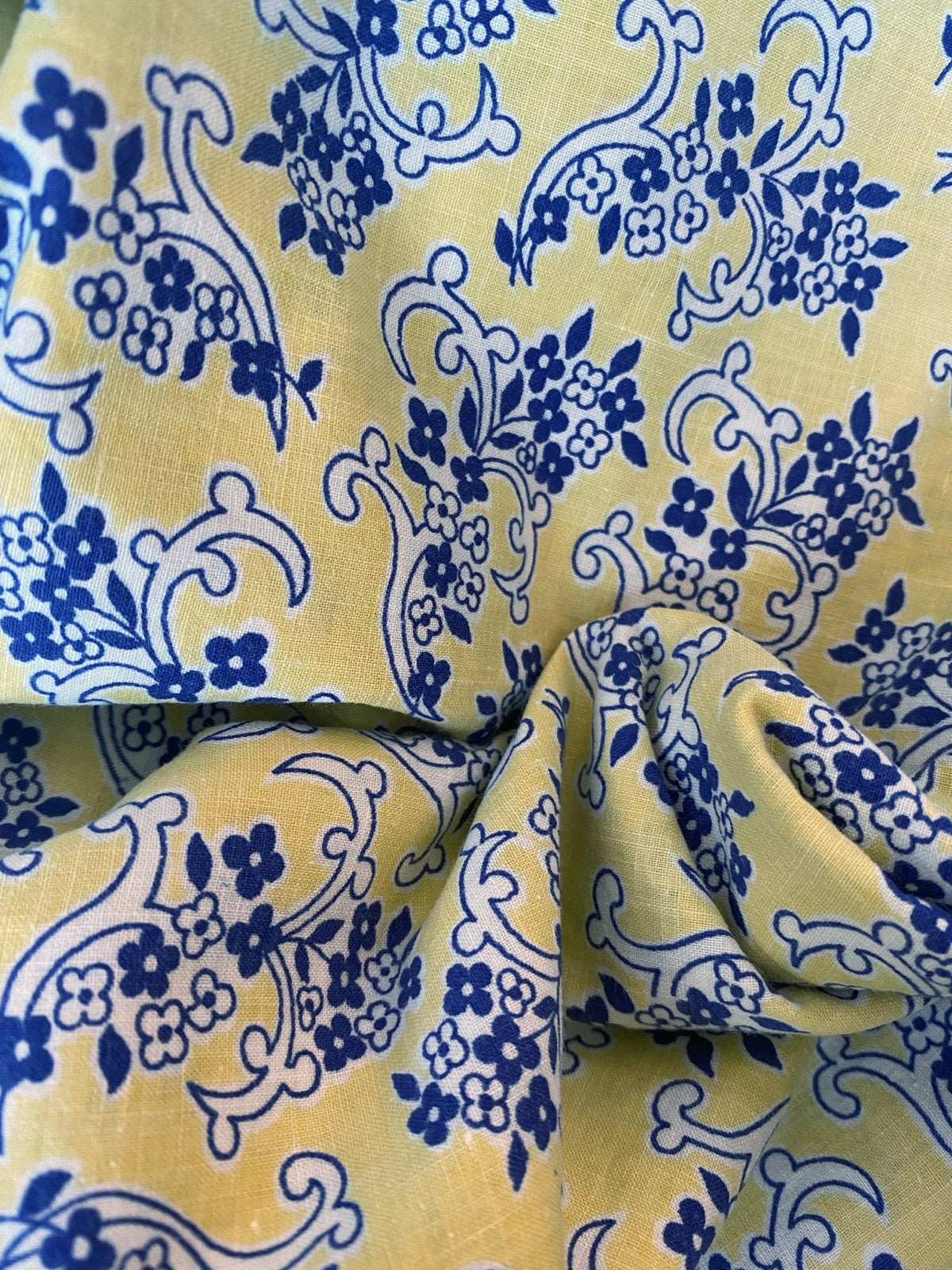 1940s Yellow and Blue Cotton