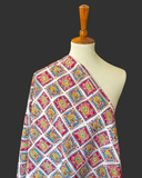 1950s Block Print Style Multicolor Cotton