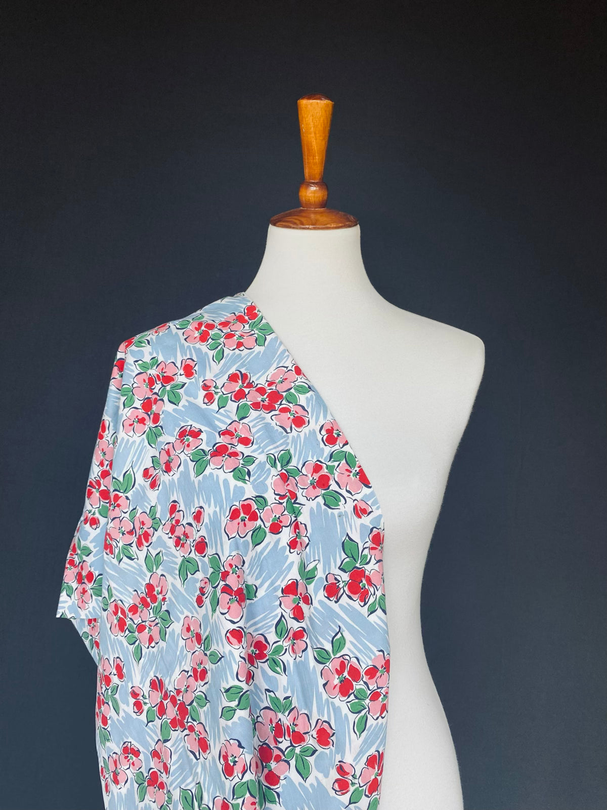 1940s Blue and Pink Floral