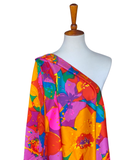 Late 1960s Big, Bright Floral Cotton Sateen