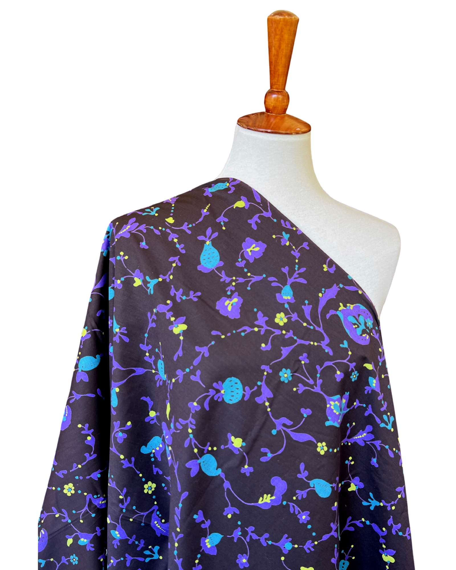 Early 1960s Stylized Floral Cotton