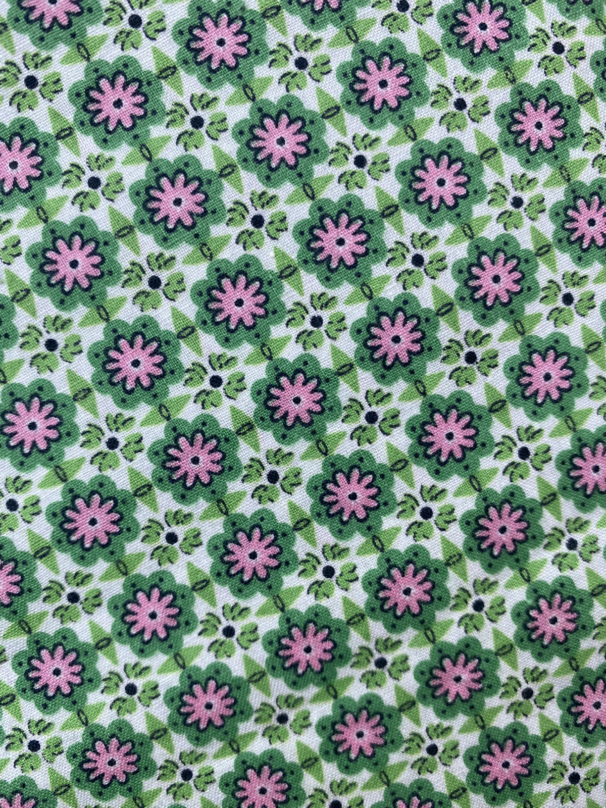 1930s/1940s Pink and Green Floral Cotton