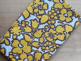 1940s Large  Yellow Floral and Brown Cotton
