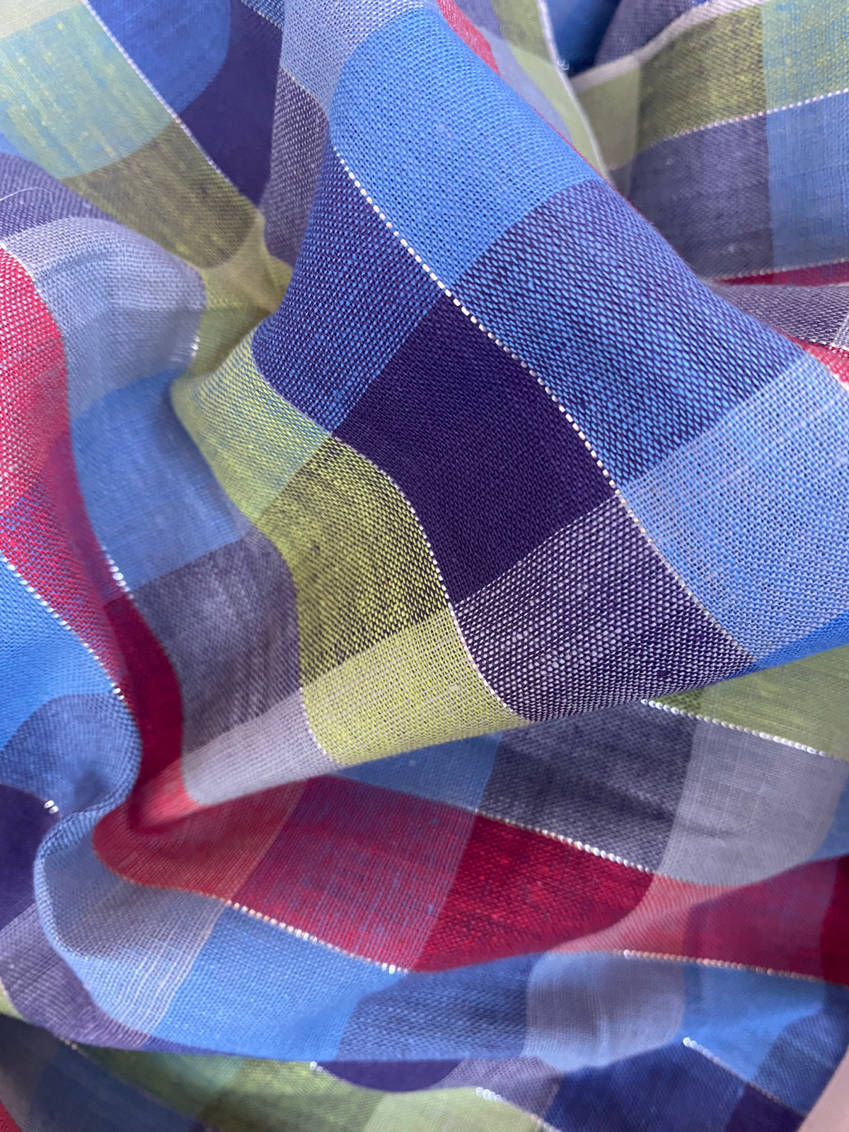 RESERVED 1950s Woven Multicolor Plaid Cotton