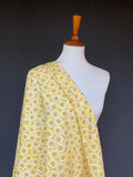 40s/50s Yellow Floral Print Cotton + coordinating Bakelite Buttons