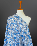 Early 1940s Blue Rose Paisley Cotton