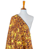 1960s Yellow/Brown Hibiscus Tropical Cotton