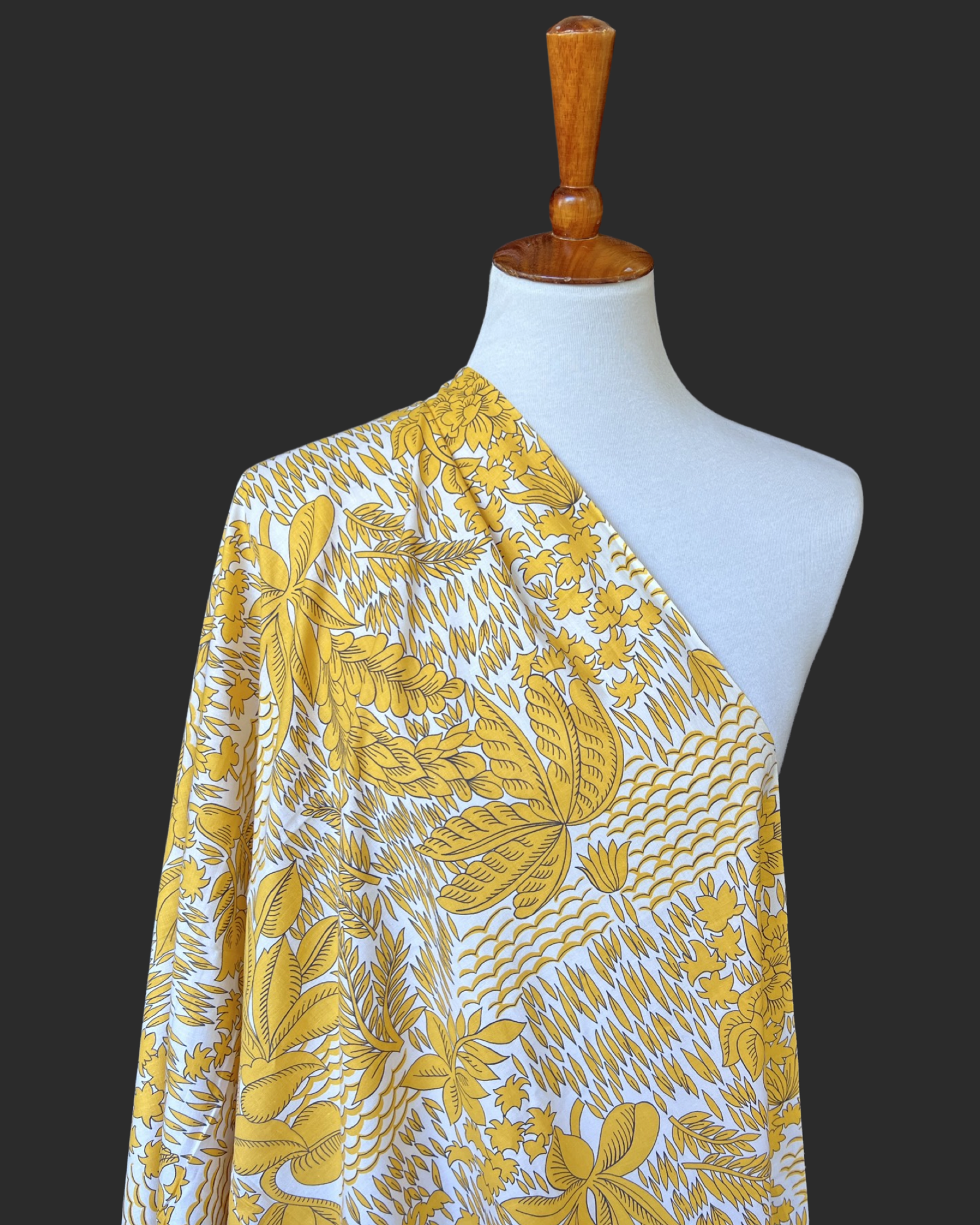 1950s Bright Yellow Tropical Cotton