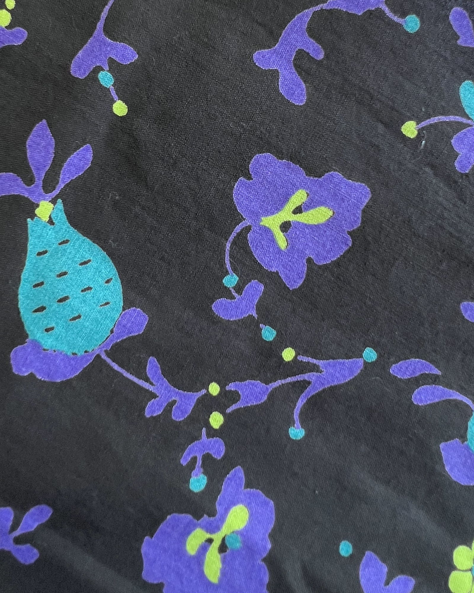 Early 1960s Stylized Floral Cotton