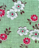 1940s Green Cotton Shantung Floral