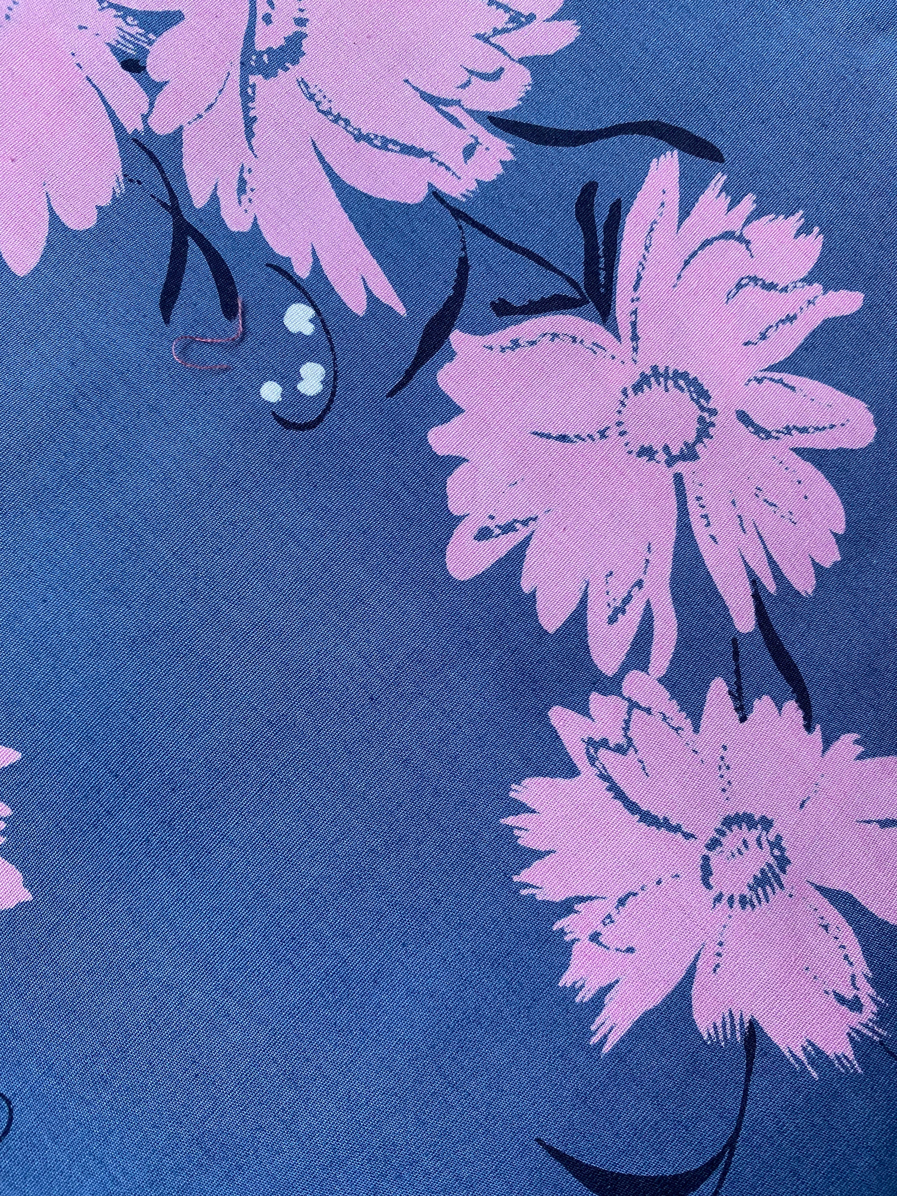 Early 1950s Pink and Purple Floral Cotton