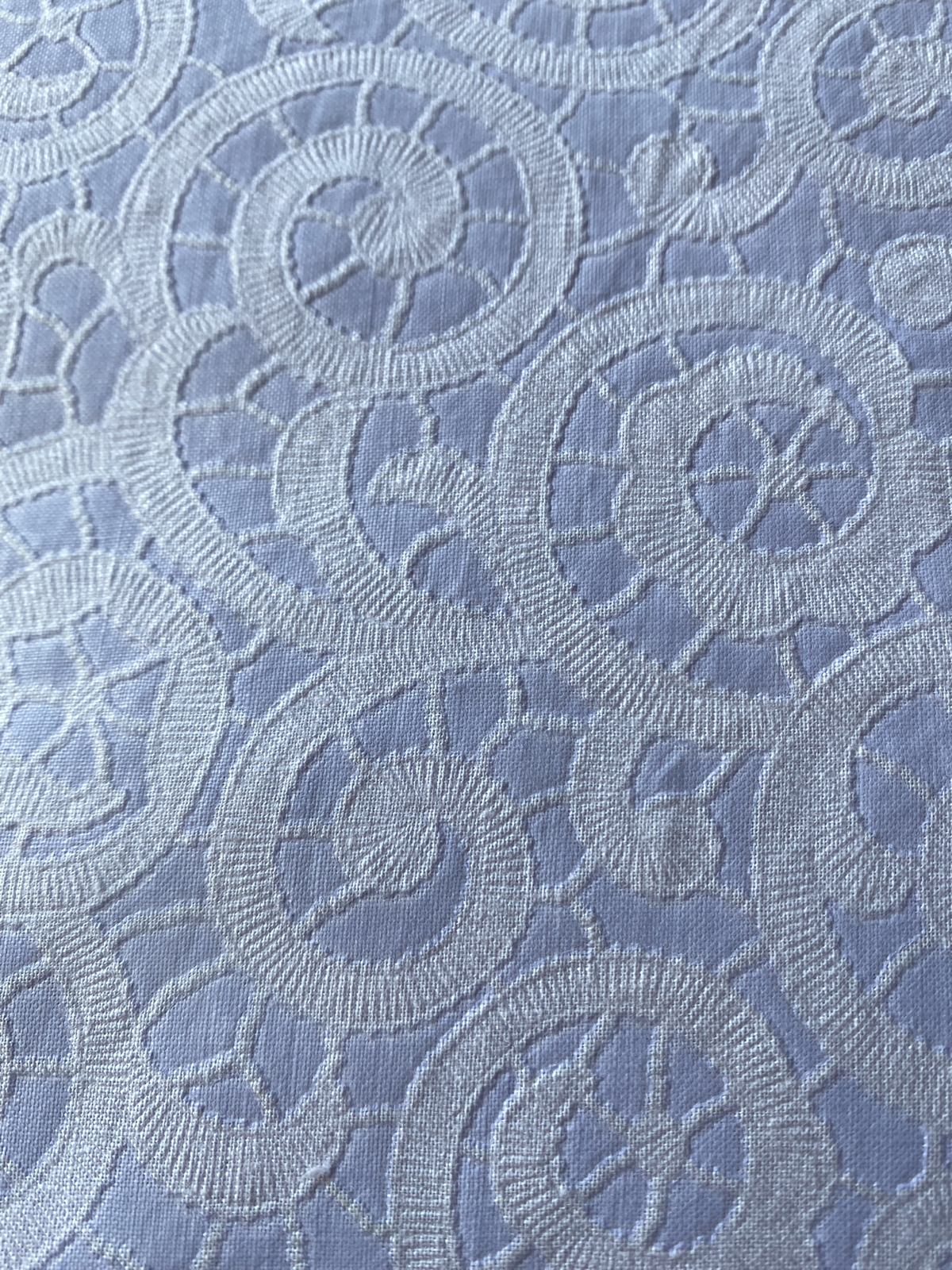 1950s-1960s Embossed Faux Tape Lace Lavender Cotton