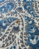 Early 1940s Blue Rose Paisley Cotton