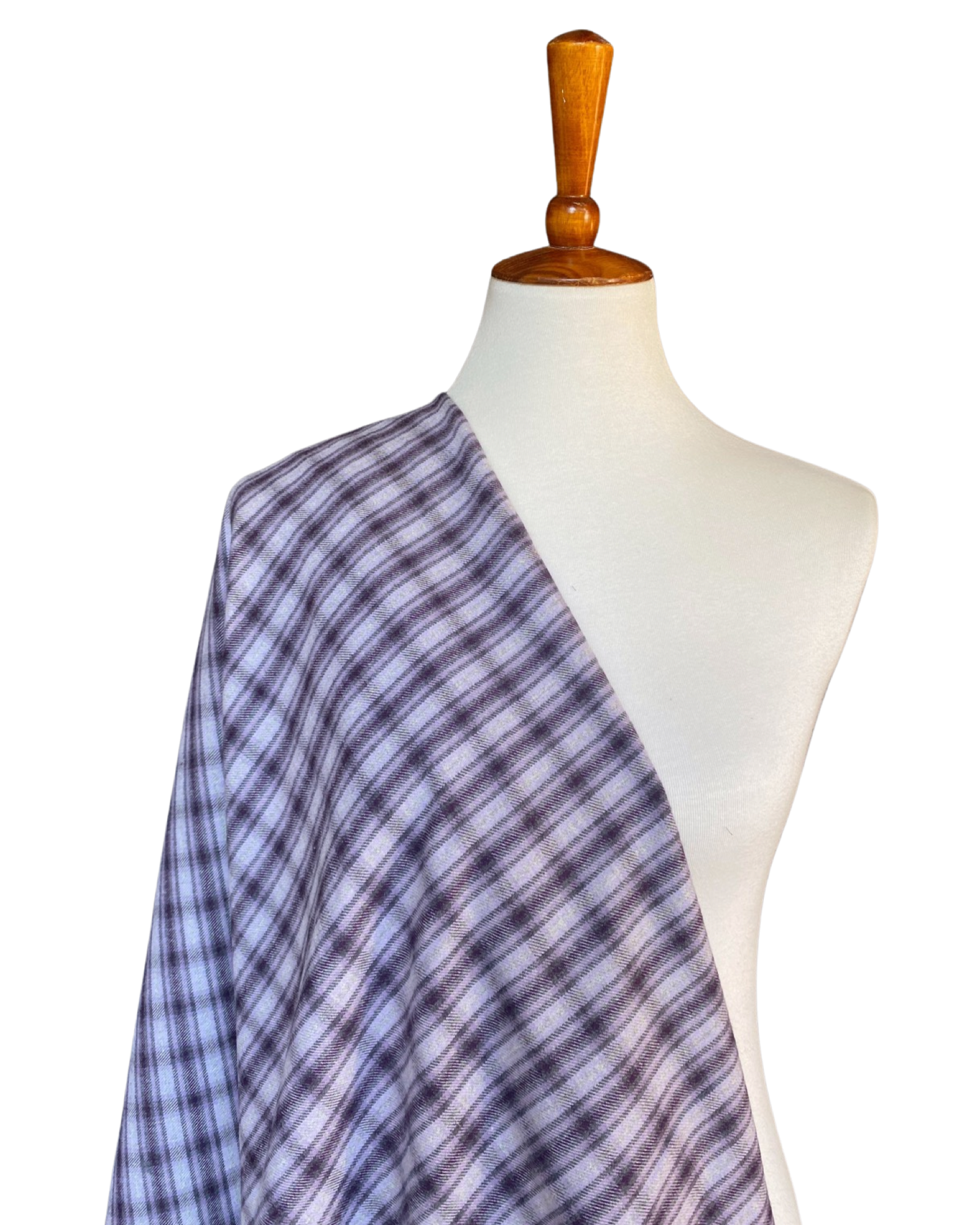 Medium Weight Grey/ Lavender Plaid Cotton Flannel