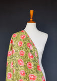 1950s-1960s Bold  Pink and Green Floral Cotton