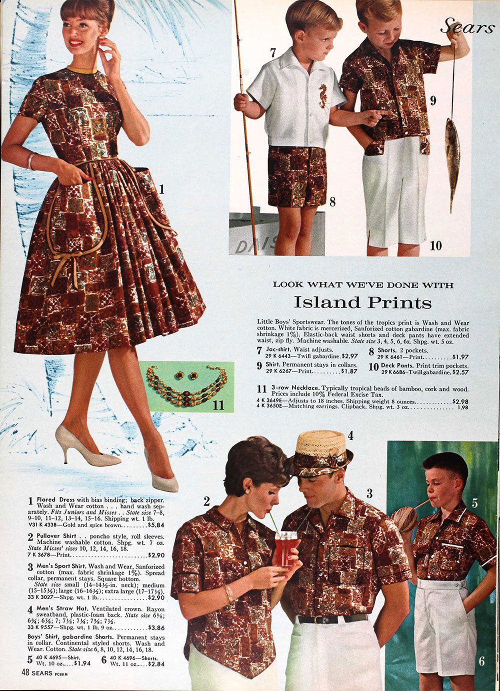 1960s Polynesian Tapa-Style Cotton