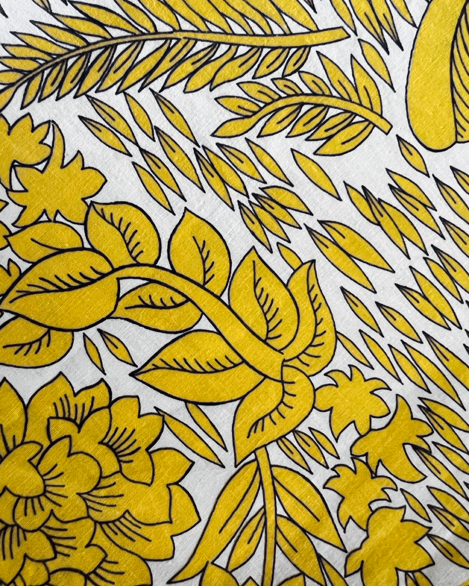 1950s Bright Yellow Tropical Cotton
